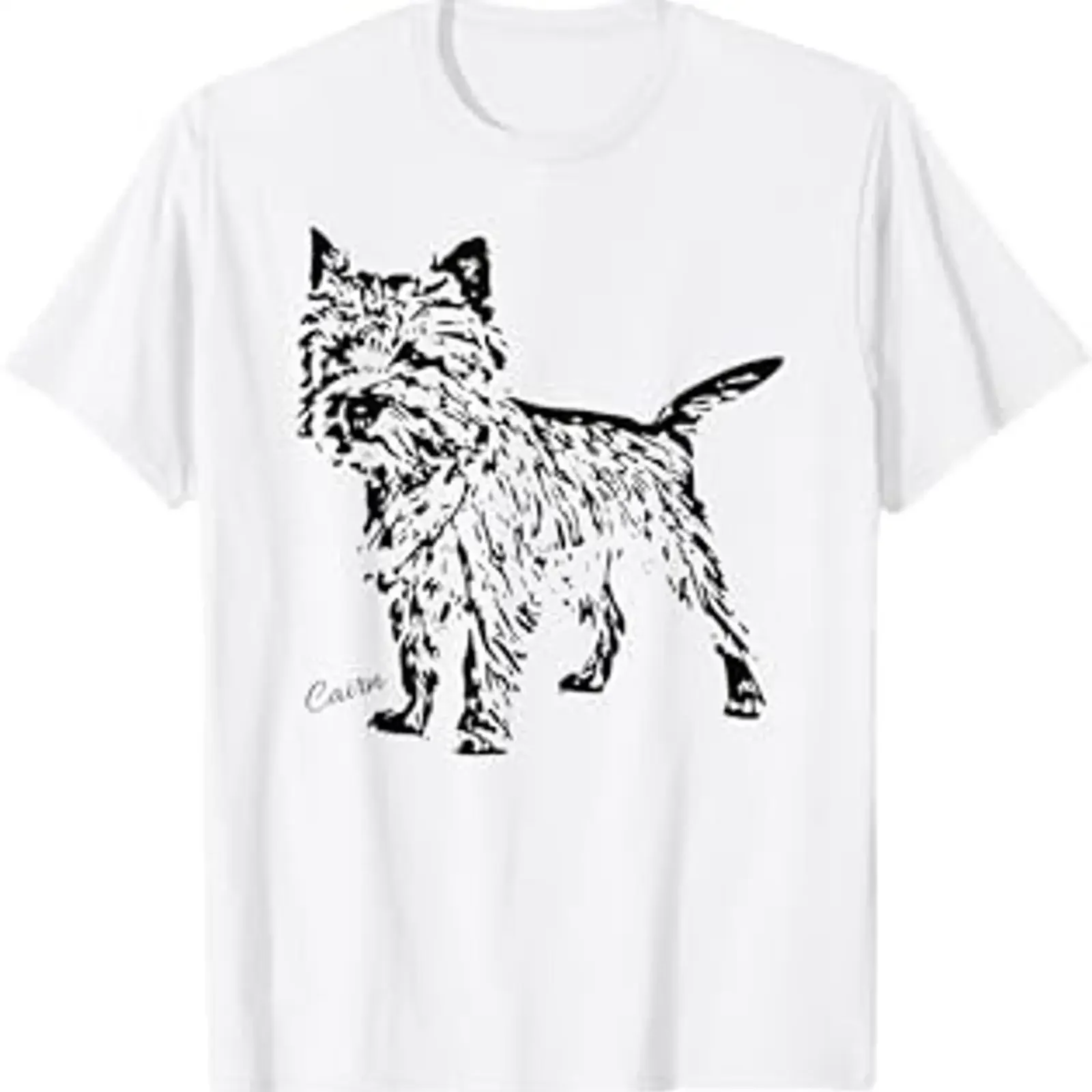 Camiseta para amantes de los perros escoceses Cairn Terrier, estilo vintage, lavada, suave, informal, elegante, unisex, cómoda, a la moda, elástica
