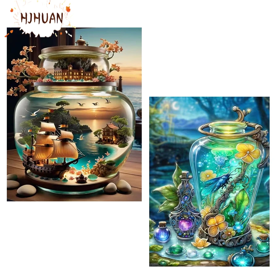 

5D DIY Алмазная картина Абстрактное искусство стеклянная бутылка Набор для вышивки крестом Полная дрель Вышивка Мозаика Настенное искусство Картина Подарок Домашний декор