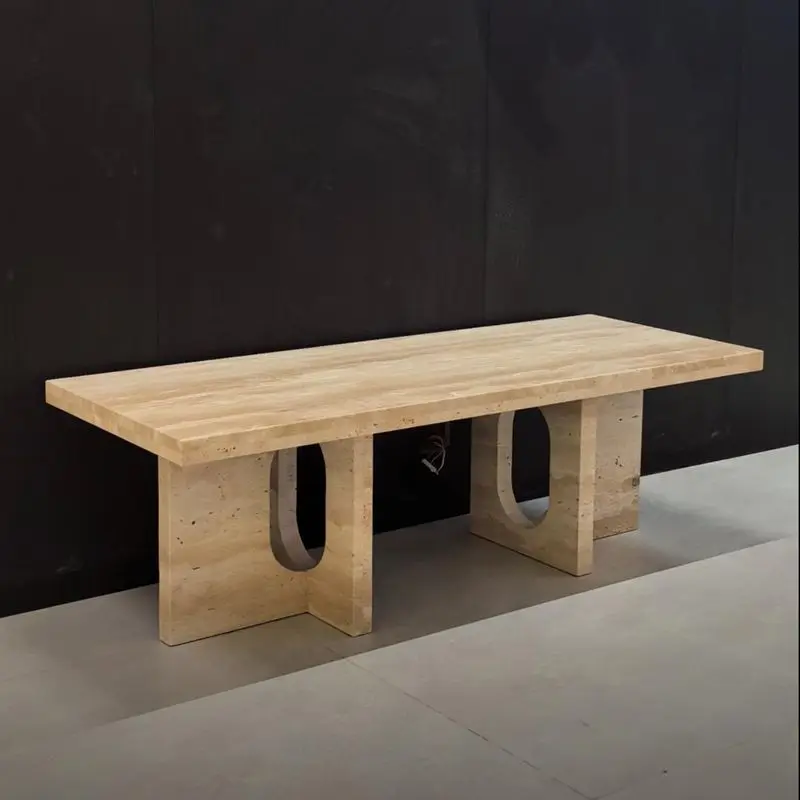 xx-Hot Sales Modern Eco-Friendly Polished White Travertine Stone Coffee Table for Home Living Room and Office Decoration^