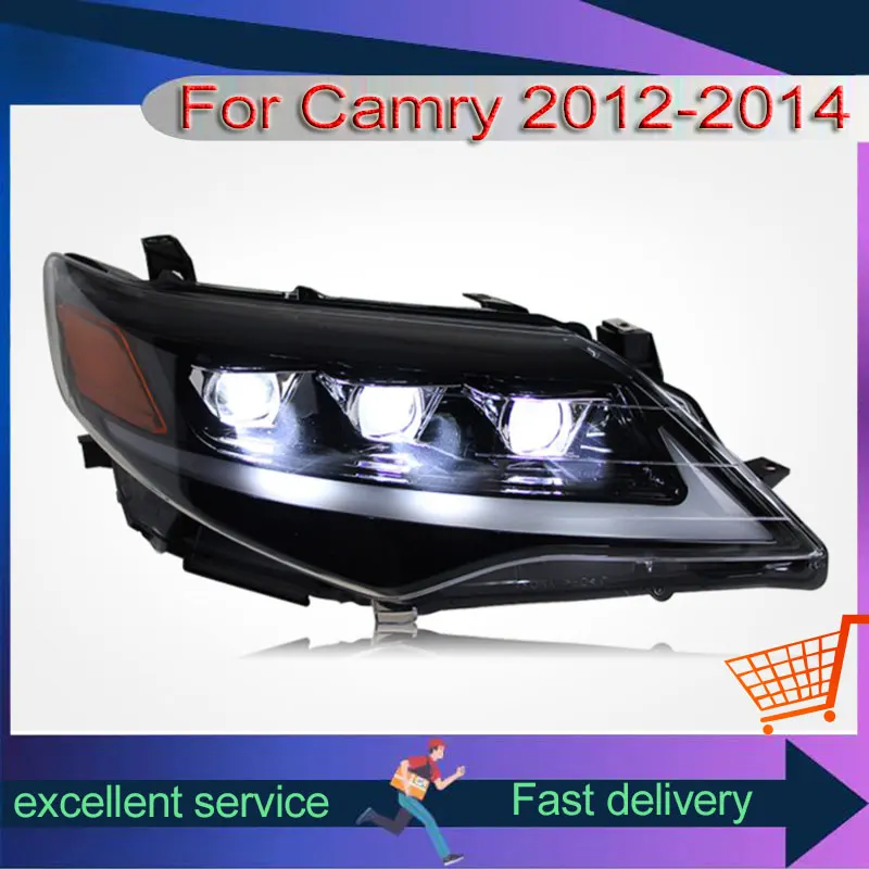 Automobile Full LED Headlights For Toyota Camry 2012-2014 Modified Front Lights With DRL Lens Turn Signal Lamps Car Accessories