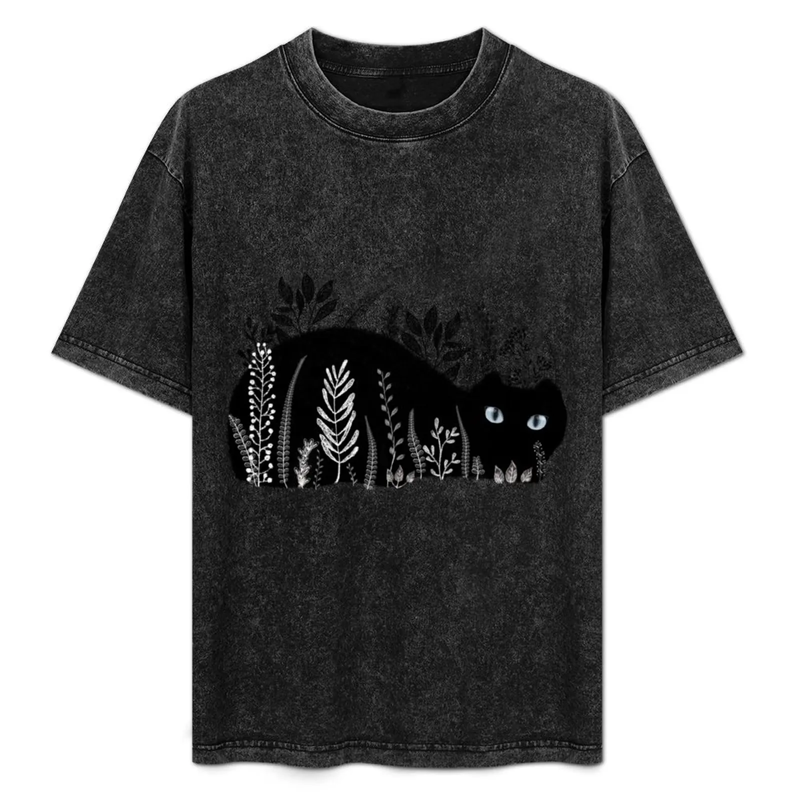 

Garden Cat in Black and White T-Shirt Classic Graphic Short Sleeve Top