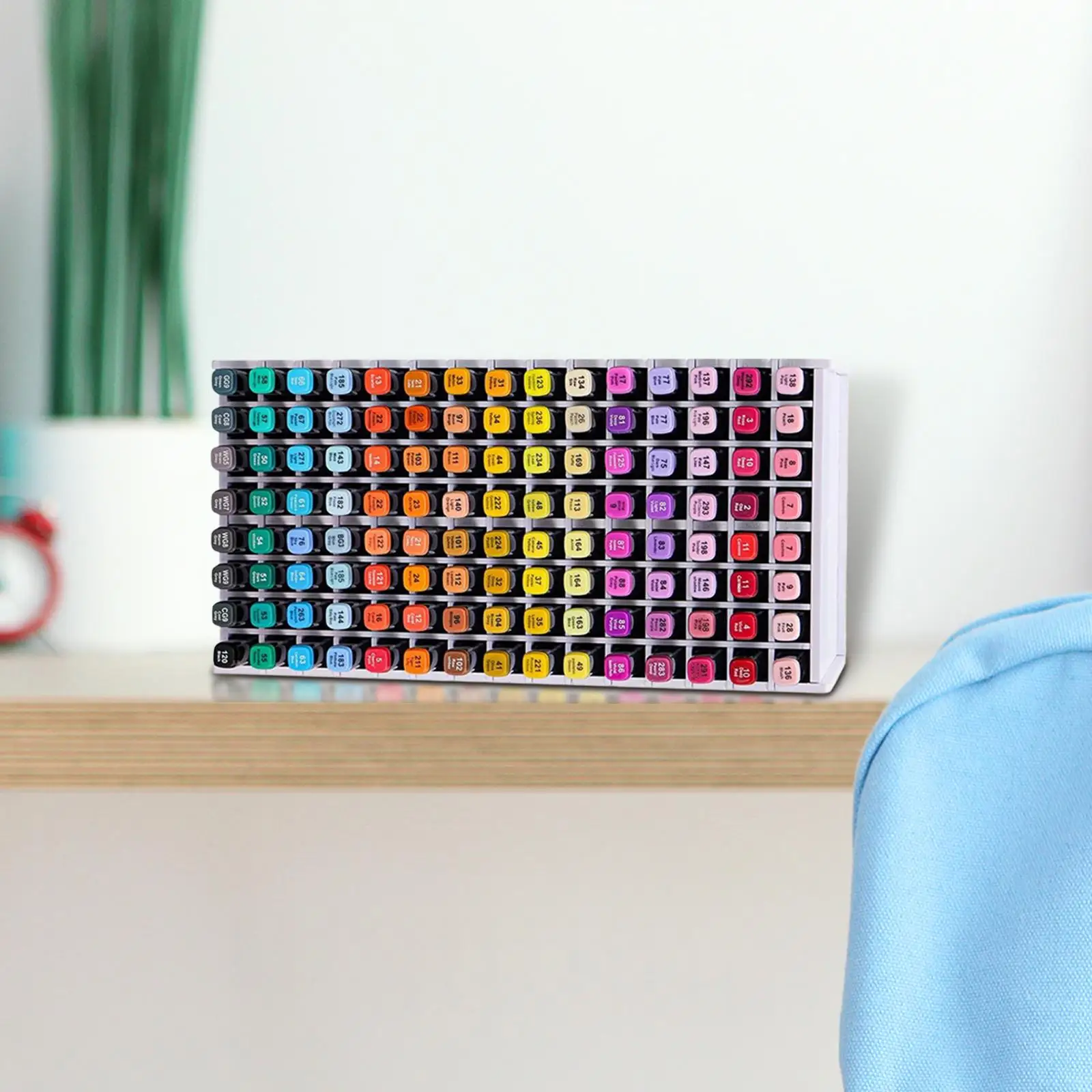 

Art Marker Rack Paint Brush Holder Easy Assembly 120 Slots Space Saving for Desk Display Stand for Hobbyists Artists Workspace
