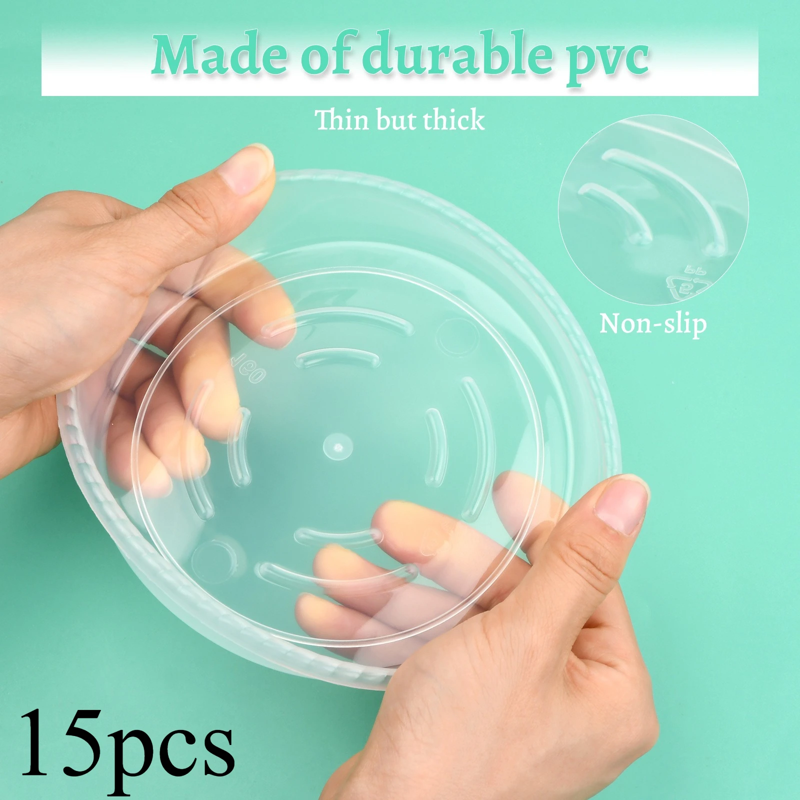 15pcs Transparent Plant Saucers: Keep Your Indoor & Outdoor Plants Looking Fresh with These Hard Plastic Flower Pot Drip Trays!