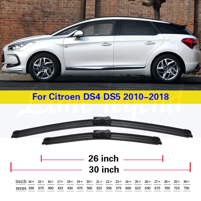 Wiper Front & Rear Windscreen Wiper Blades Set For Citroen DS4 DS5 2010-2018 2011 2012 Windshield Windscreen Window 30\