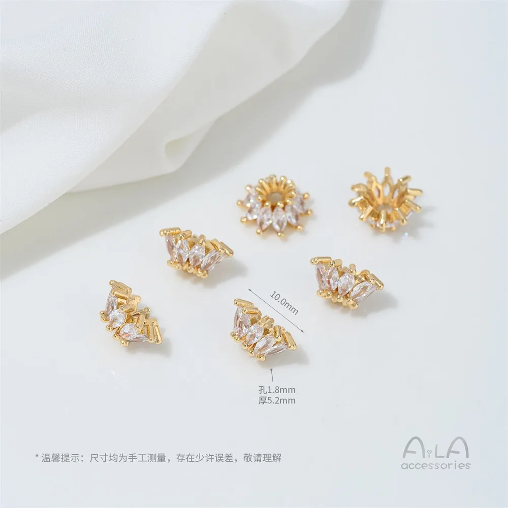 T379 14K Gold-plated Zircon Lotus Flower Stand Flower Cap Spacer Beads Diy Handcrafted Beaded Necklace Jewelry Accessories view 5