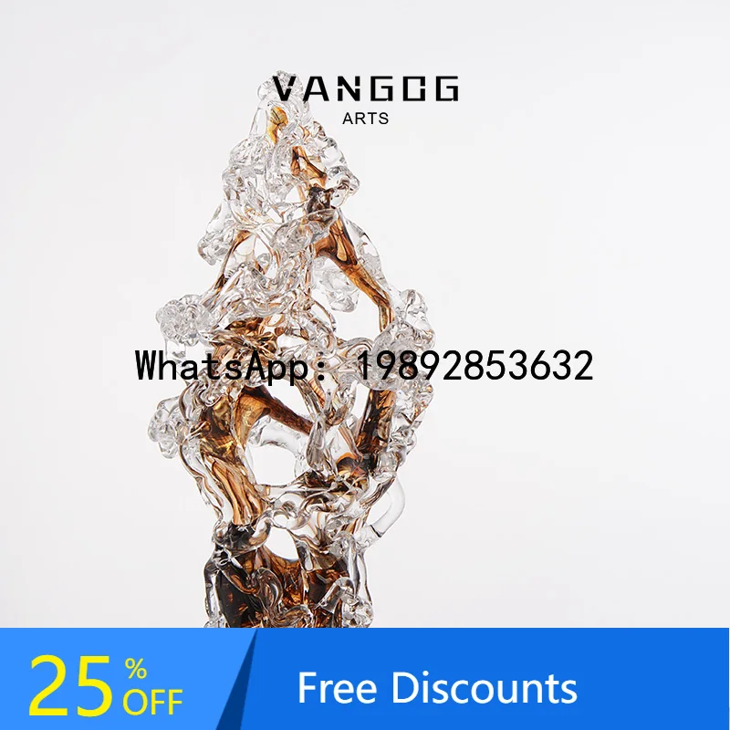 

XL Stone Luck Turning Glass Taihu Stone Ornament High-End Living Room Entrance Decoration Craft