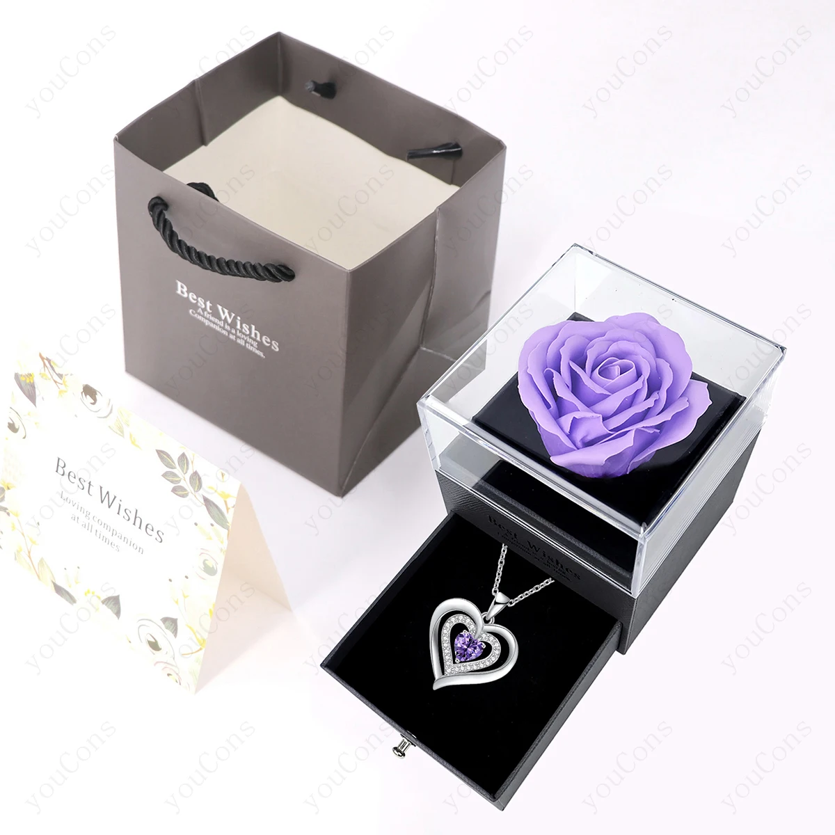 الزركون القلب قلادة قلادة مع صندوق القوس الورد 2025 مجموعة مجوهرات جديدة لصديقة الأم عيد الميلاد الذكرى هدية عيد الحب