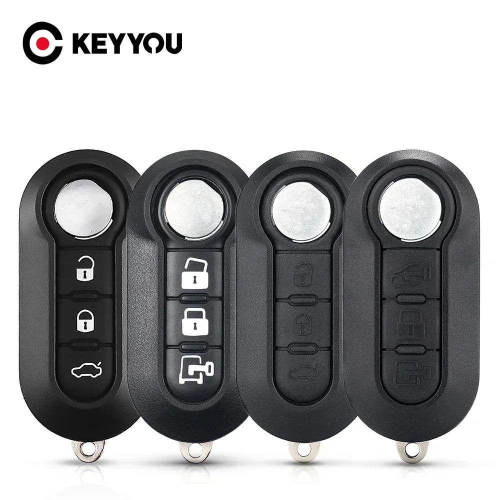 KEYYOU para Fiat 500 Panda Punto Bravo 3 botones Normal Flip remoto carcasa para llave de coche carcasa en blanco Fob sin llave hoja SIP22