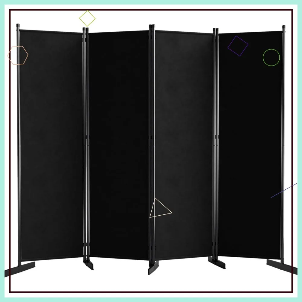 

4-Panel Portable Room Divider, 80" W Freestanding Privacy Screen for Home Office Bedroom, Black