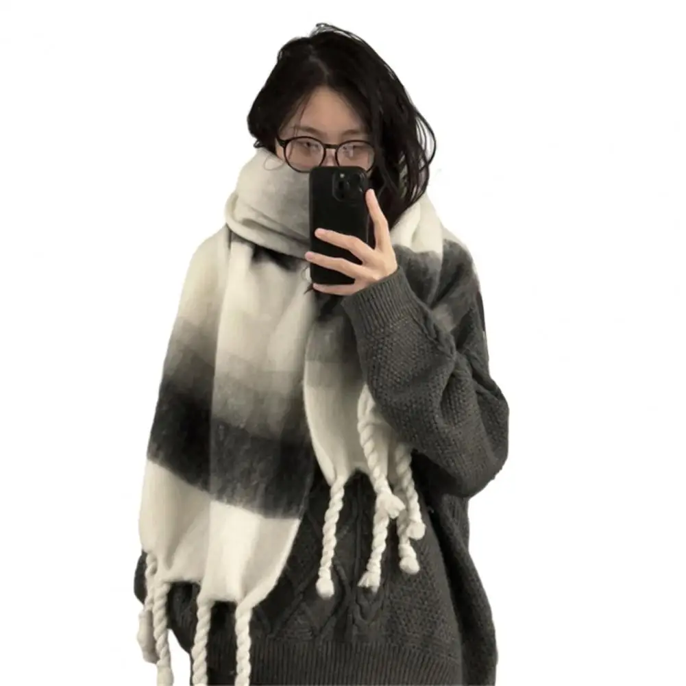 Thick Shawl Soft Shawl Plush Twisted Tassel Winter Scarf for Women Men Soft Warm Washable Cold-resistant Unisex Couple Scarf