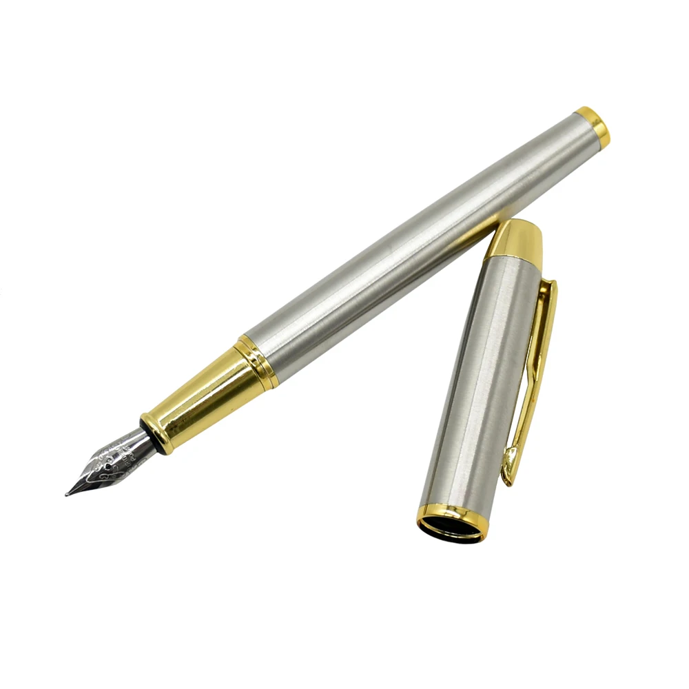 High Quality Metal Fountain Pen Business Stainless Steel Student Stationery Office School Supplies Gift Ink Pens