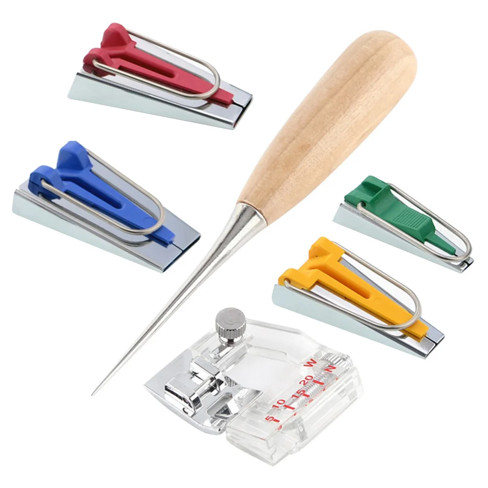 

6Pcs Sewing Tape Maker Set Colorful Portable Bias Tape Maker for Quick Fabric Folding Easy DIY Binding Tool Craft Sewing Machine
