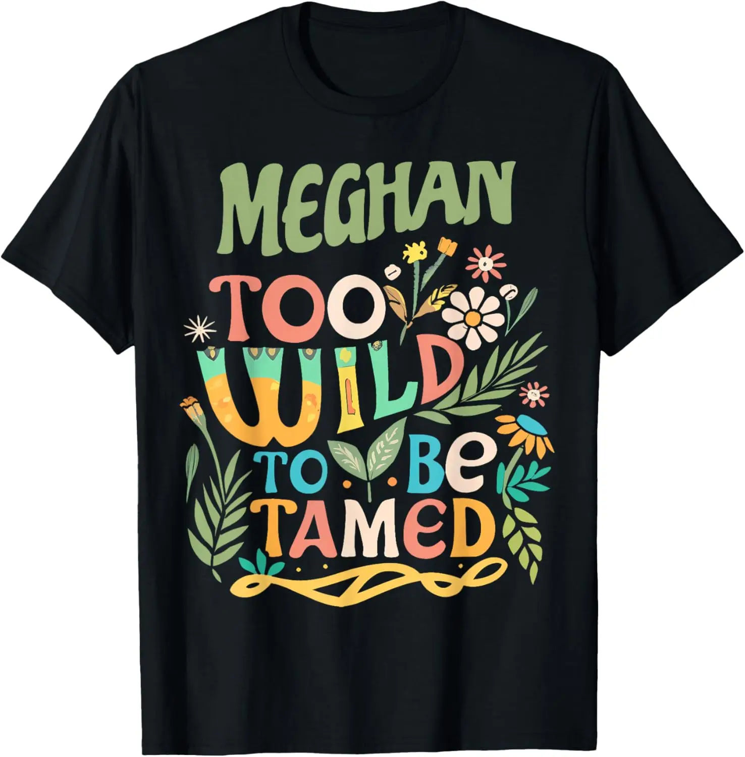 MEGHAN Name Cute Retro Girls Wildflower MEGHAN Name T-Shirt