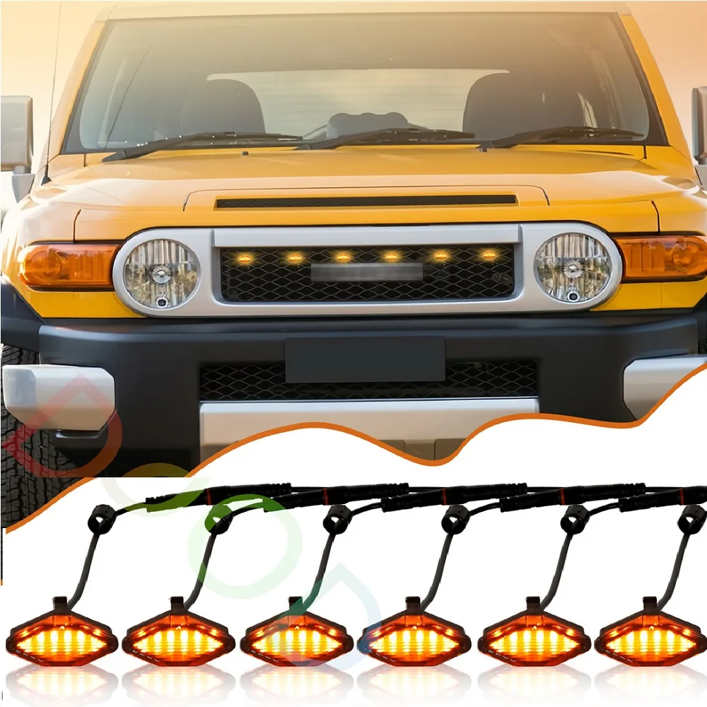 

Передний бампер, решетка, светодиодные фонари, подходят для Toyota Fj Cruiser 2007-2022, гоночные грили, аксессуары для освещения