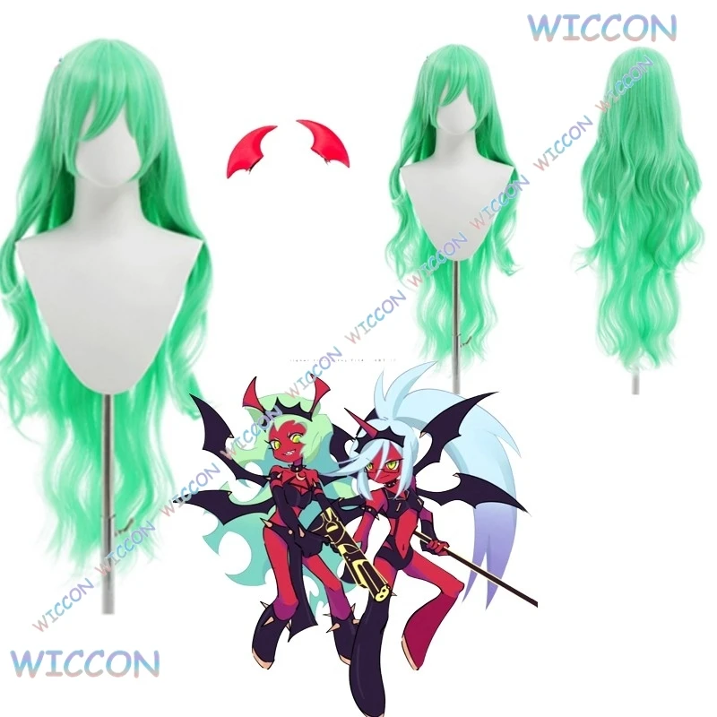Daemon Cosplay Horns Anime PANTY & STOCKING With GARTERBELT Scanty Kneesocks Wig Long Hair Prop Women Halloween Roleplay