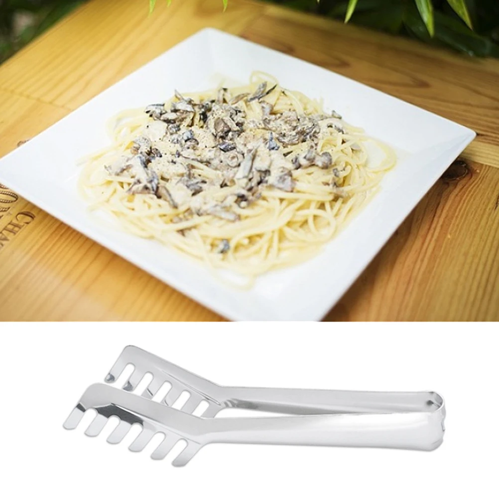 

4 Pcs Food Clip Silver Small Tongs for Serving Stainless Spaghetti Pasta Kitchen Utensil Steel