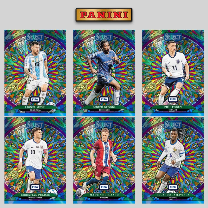 

Panini Diy 2025 Select Stained Glass Lionel Messi Drogba Foden Camavinga Pulisic Football Star Trading Cards Gift Collection