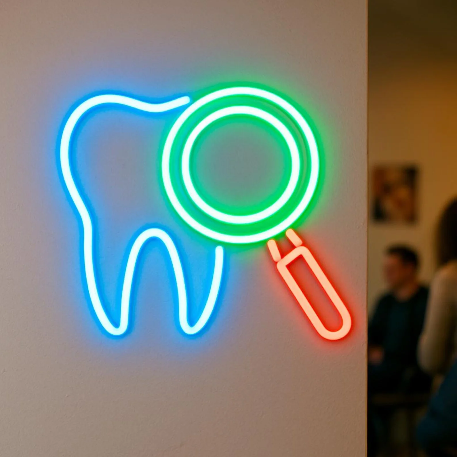 Tooth with Magnifier Neon Sign, Diagnostic Dentistry Light, Dental Magnifier Led Sign, Gift Idea for Dentist