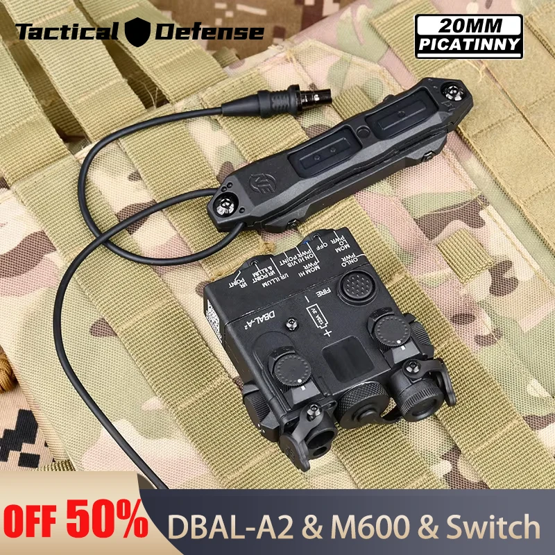 Airsoft DBAL A2 M300 M600 linterna láser de punto rojo y verde, solo interruptor de presión láser, luz de arma de caza, abeto, Riel de 20mm