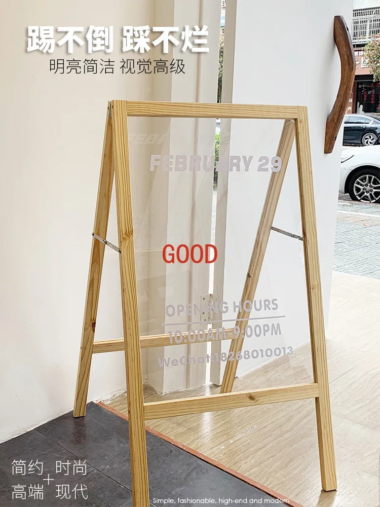 Double-sided transparent board display stand wooden