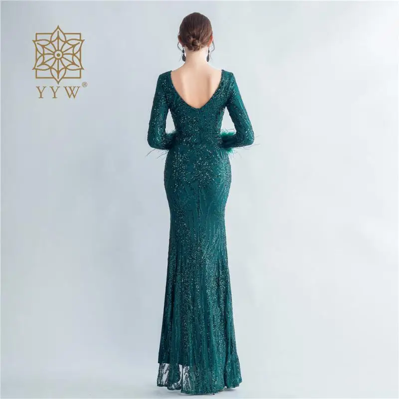 Luxus Gradienten Pailletten Meerjungfrau Kleid Sexy V-ausschnitt Prom Kleid Frauen Fashion Formal Party Kleider Zipper Zurück Trompete Abendkleid