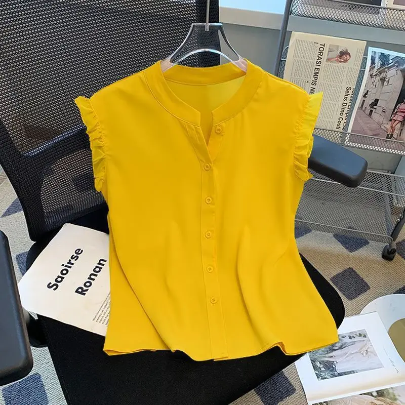 Ele Summer New Sle Women's irt Loose Fit Svel Commute Gentle Wind Floral Lace Top Thinming Commute Vest Top