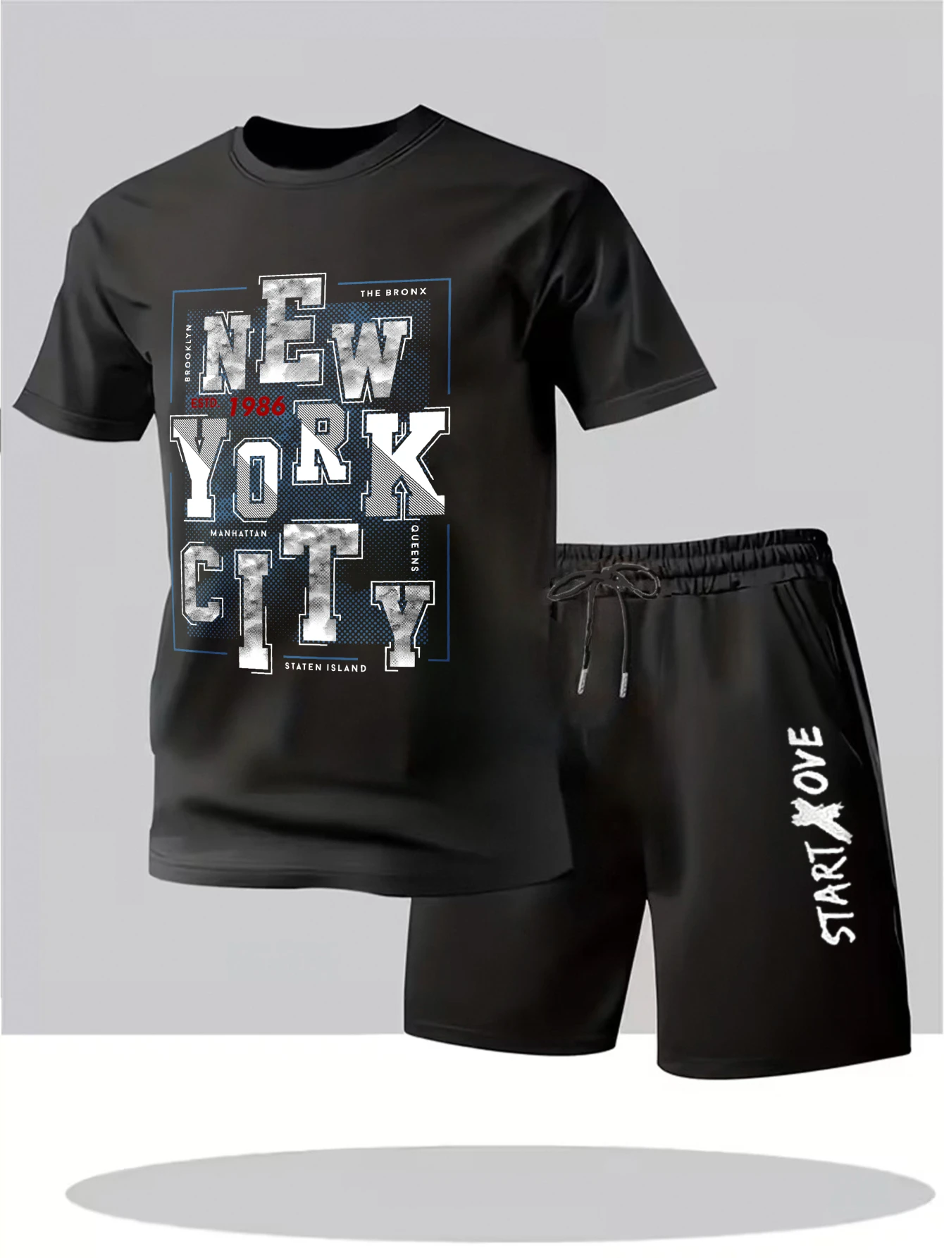 

Мужской летний костюм 2025 из двух предметов: тонкий спортивный костюм из полиэстера с принтом (дрип-стиль)