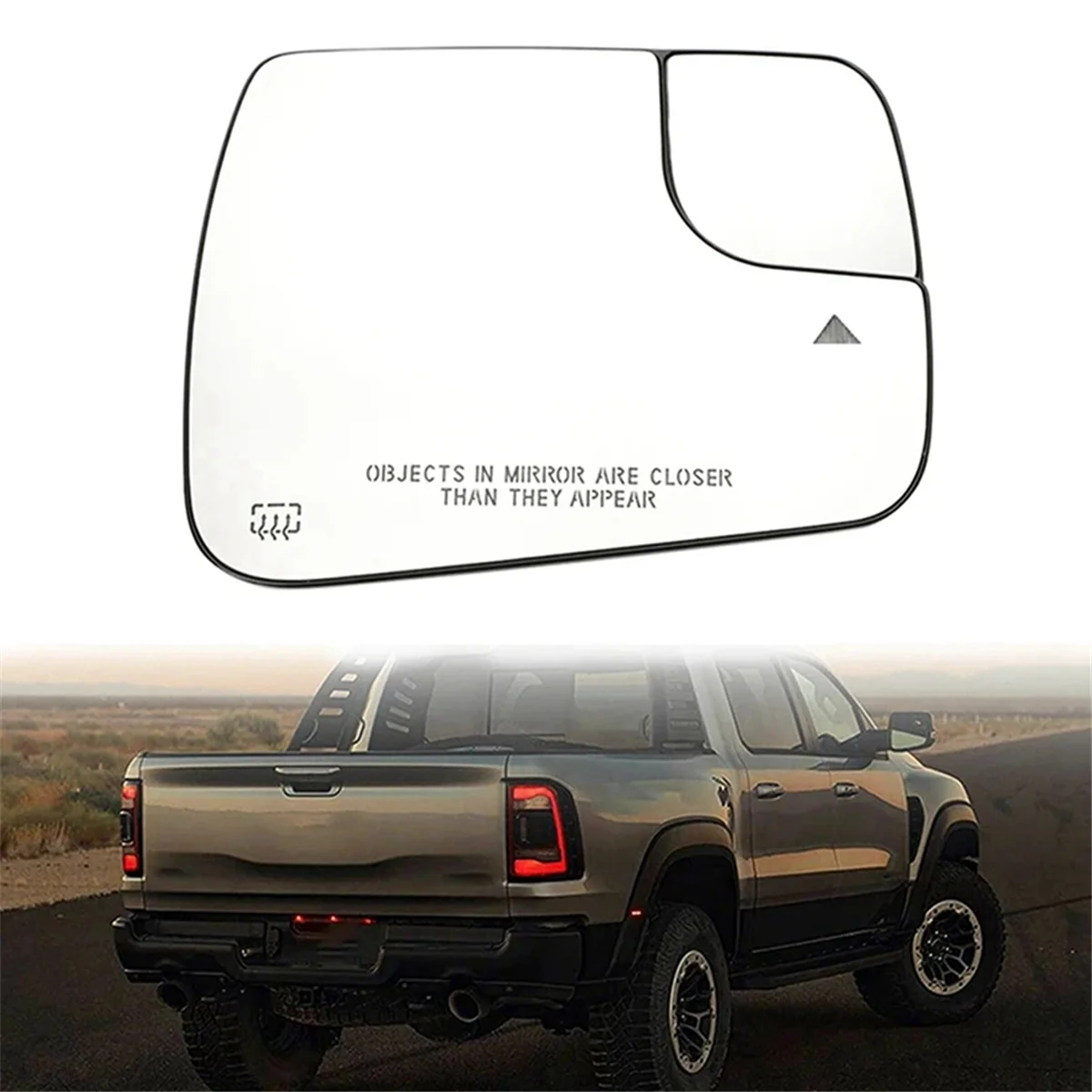 Car Reversing Mirror Blade with Blind Spot Assist with Heating for Ram 1500 2500 2019-2022 68402094AA 68402095AA