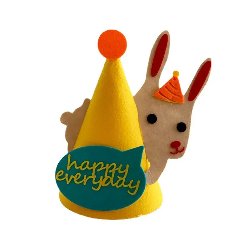 Happy birthday hat for cute felt animals, children, babies, boys and girls, party props and decorations