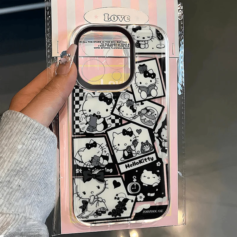 New Hello Kitty Stamp Iphone16Promax Transparent Mobile Phone Case Iphone15/14/13 Mobile Phone Case 12Promax Soft Shell 16