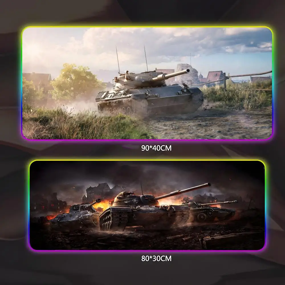 

Коврик для мыши W-World Of Tanks, геймерский люминесцентный светодиодный коврик для мыши, игровой стол, RGB настольный коврик, клавиатура, коврик для мыши для ПК