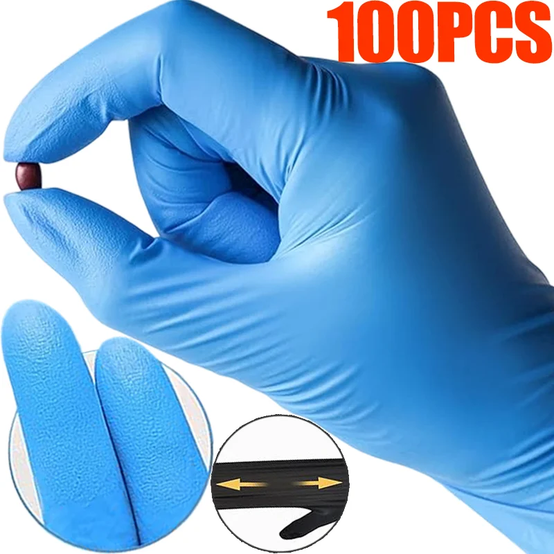 

10-100 шт. нитриловых перчаток, одноразовые перчатки для уборки дома, для мытья посуды на кухне, водонепроницаемые, без латекса, без пудры