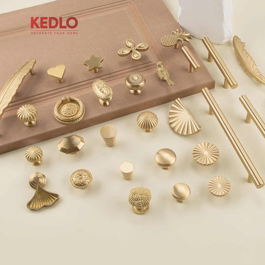 KEDLO Moderner Minimalistischer Luxus-Massivmessing-Schubladengriff für Küchenschränke, Gebürsteter Messingknopf – Detail 8