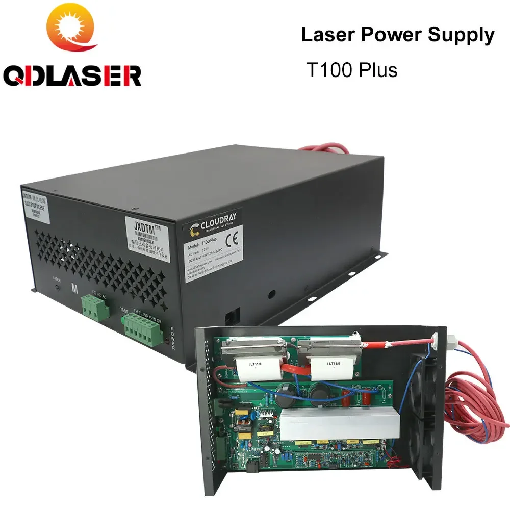 

QDLASER 80W-100W Источник питания CO2-лазера для станка для лазерной гравировки и резки CO2 HY-T100 T/W Plus Series Длинная гарантия