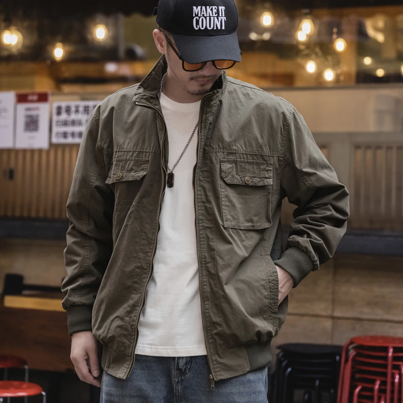 New autumn and winter trendy men's workwear jacket, a retro casual multi-pocket cool stand-up collar jacket from a trendy brand