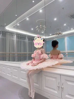 

Профессиональное балетное платье-пачка с цветочным узором для девочек, платье-пачка для взрослых и детей, женское блюдо, блин, лебединое озеро, балерина, сценический танцевальный костюм