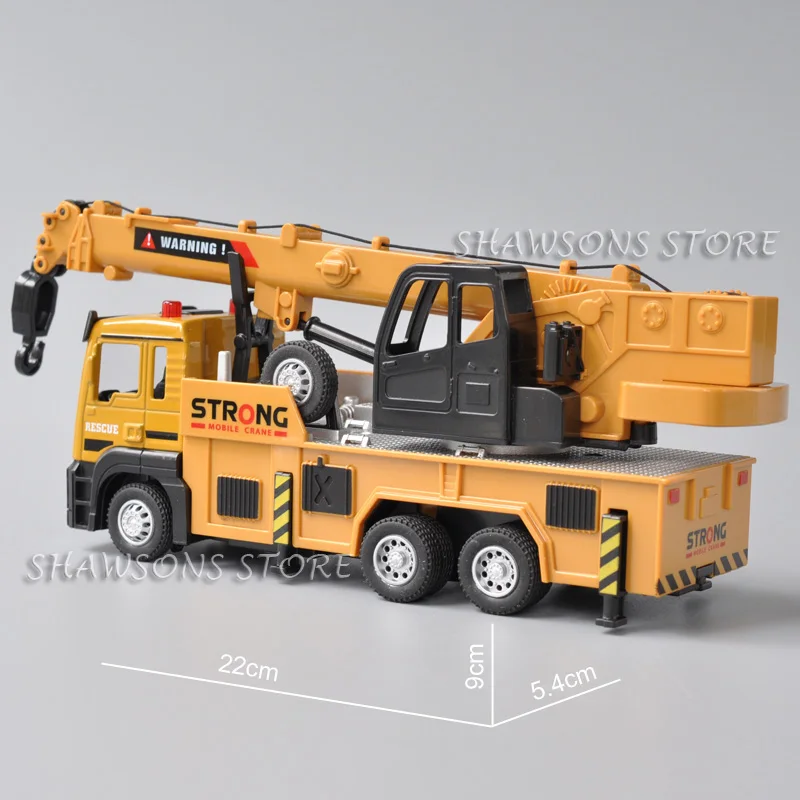 1:50 Diecast Model Truck Toy Engineering Vehicle Heavy Crane Miniature Replica Pull Back With Sound Light