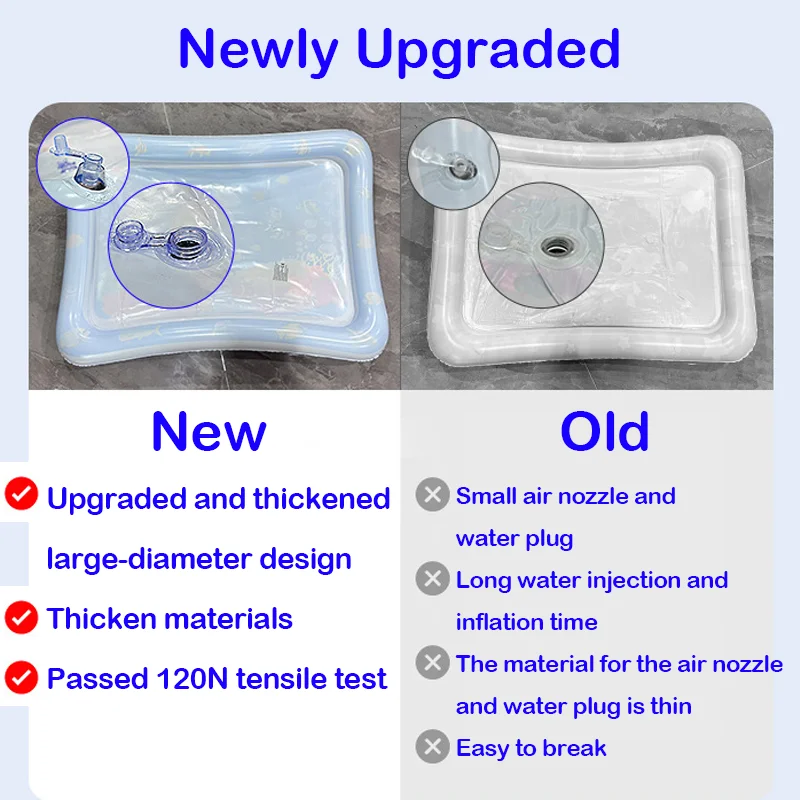 بساط لعب مائي قابل للنفخ على شكل دائرة مربعة للأطفال الرضع والأطفال الصغار ووقت البطن وسادة مائية للتعليم المبكر وتطوير هدية النشاط