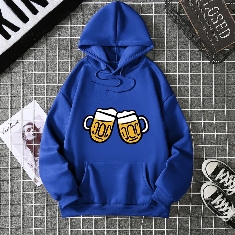 Simple Beer Cheers Pattern Unisex Hoodies 3D Print Creative Design Long Sleeved Clothes Fashion Comfortable Hooded Pullover Tops