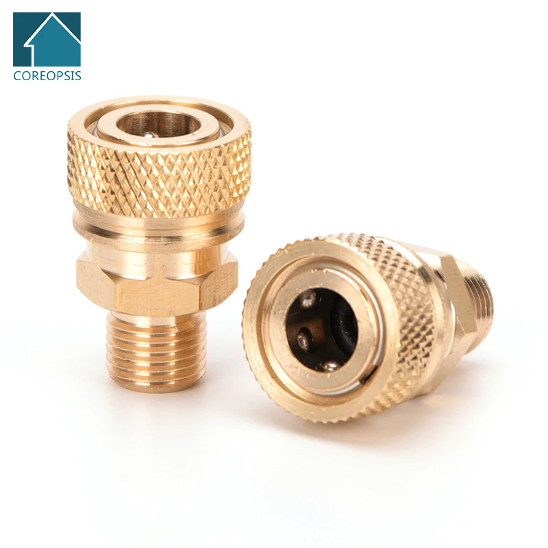 2pcs/set M10 Thread Copper Quick Connect Couplings Fittings Quick Disconnect Release 8mm Air Refilling AdapterCoupler Sockets