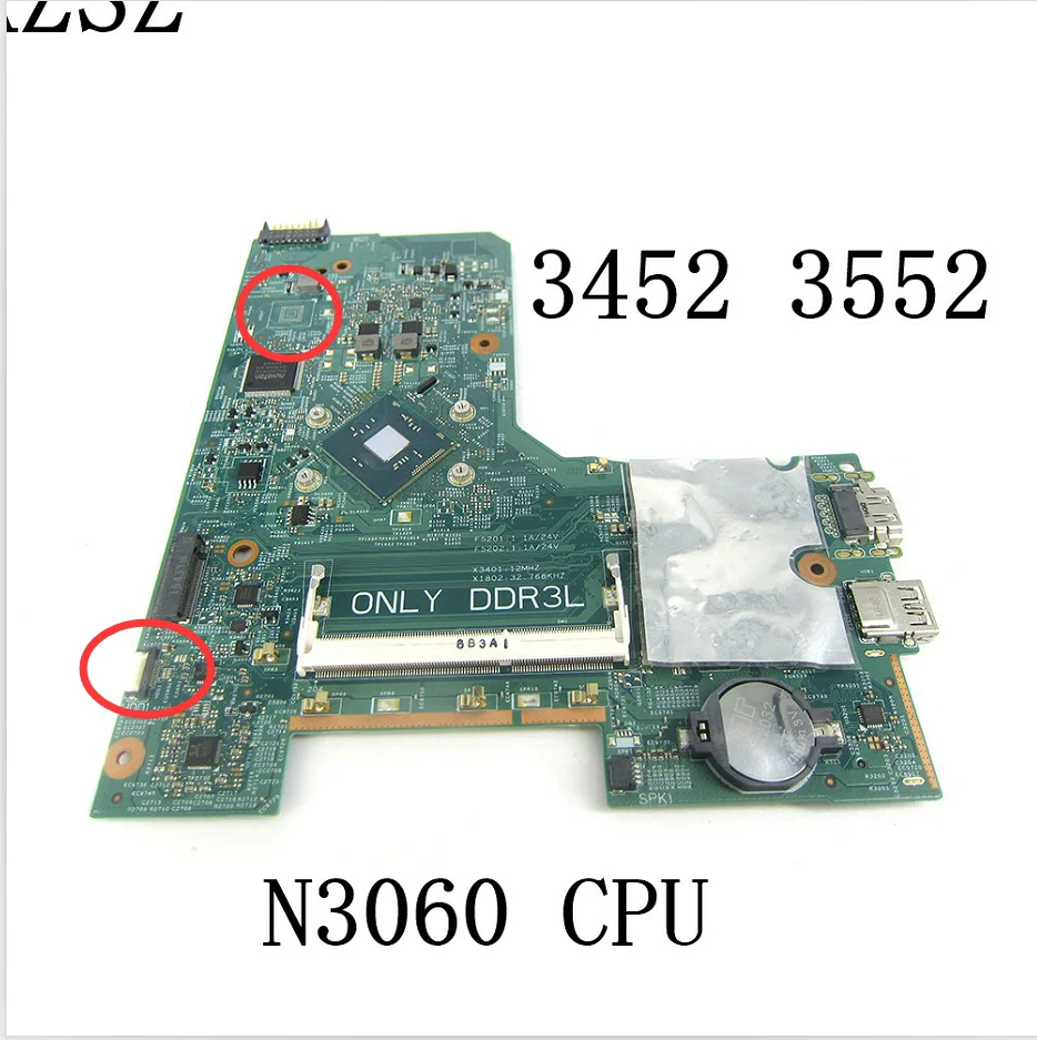 

CSRZSZ For Dell inspiron 3452 3552 Laptop Motherboard with N3060 CPU 14279-1 PWB:896X3 CN-0PW4NM P4MN Mainboard