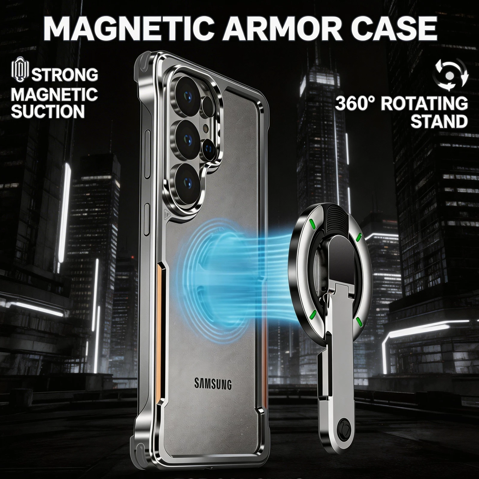

LUPHIE Luxury 2 in 1 Detachable Metal Mecha Armor Case for Galaxy S26 Ultra Military Grade Drop Protection Defender Cover Funda