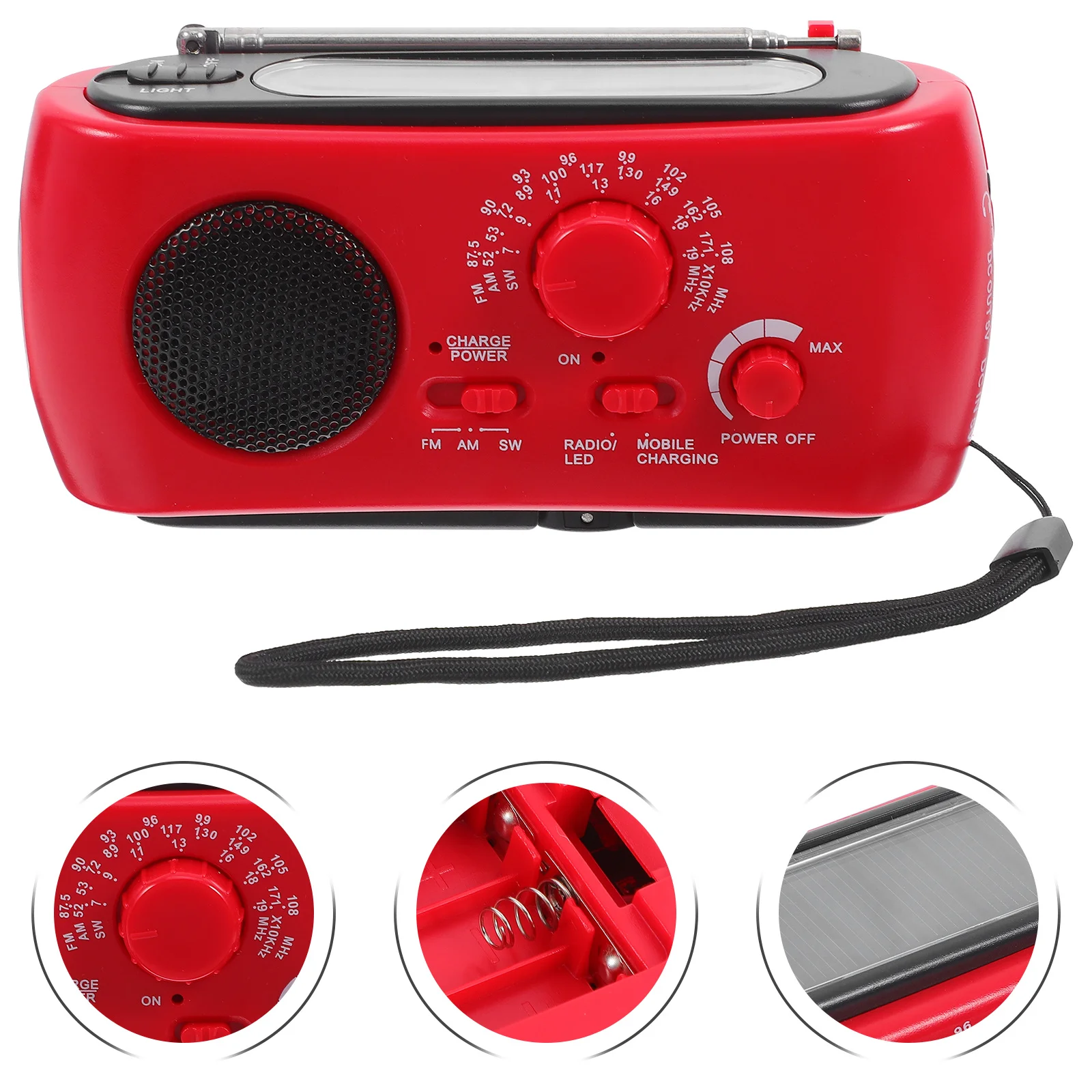 

Portable Powered Emergency Weather For Camping Hiking Outdoor Survival Dual Power Rechargeable Lightweight Compact Hand
