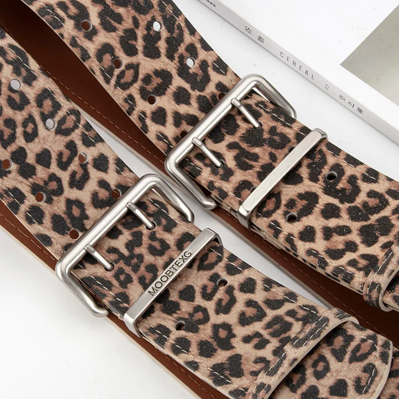 New niche design leopard skin leather belt ladies fashion all-match sweater dress decorative belt ladies