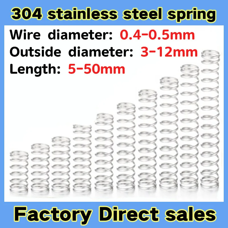 

10pcs wire diameter 0.4mm-0.5mm Stainless Steel Compression Spring 304 SUS Compressed Spring Y-Type Rotor Return Spring