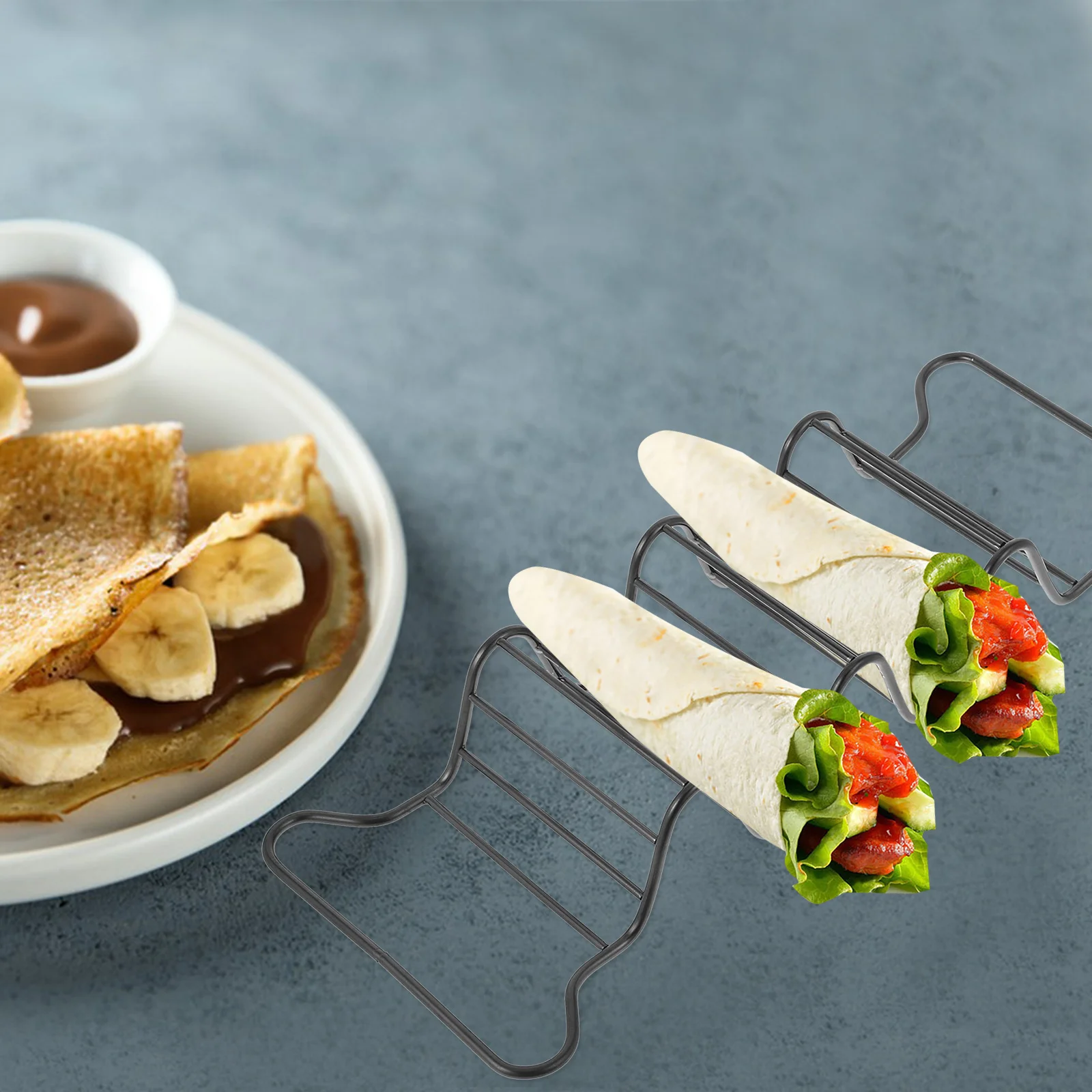 Estantes para Pizza, bandeja para servir postre mexicano de acero inoxidable para freír tacos, apto para horno