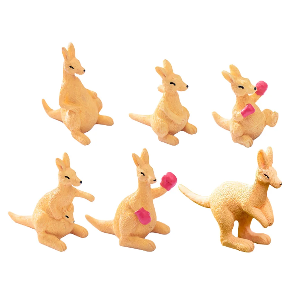 

6Pcs Vibrant Resin Kangaroo Ornaments Ideal for Desktops Gardens Micro Landscapes Kangaroo Decor Animal Figurine