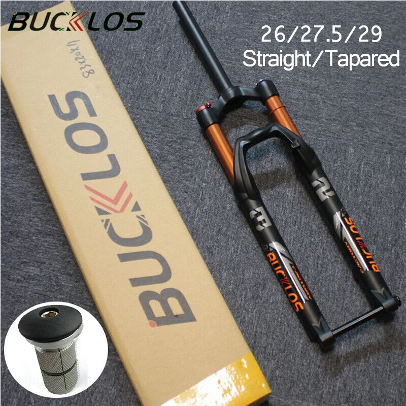 

BUCKLOS Air Suspension Mountain Bike Fork 26 27.5 29inch 140mm Travel Bicycle Fork Straight/tapared Tube MTB Forks Bike Part