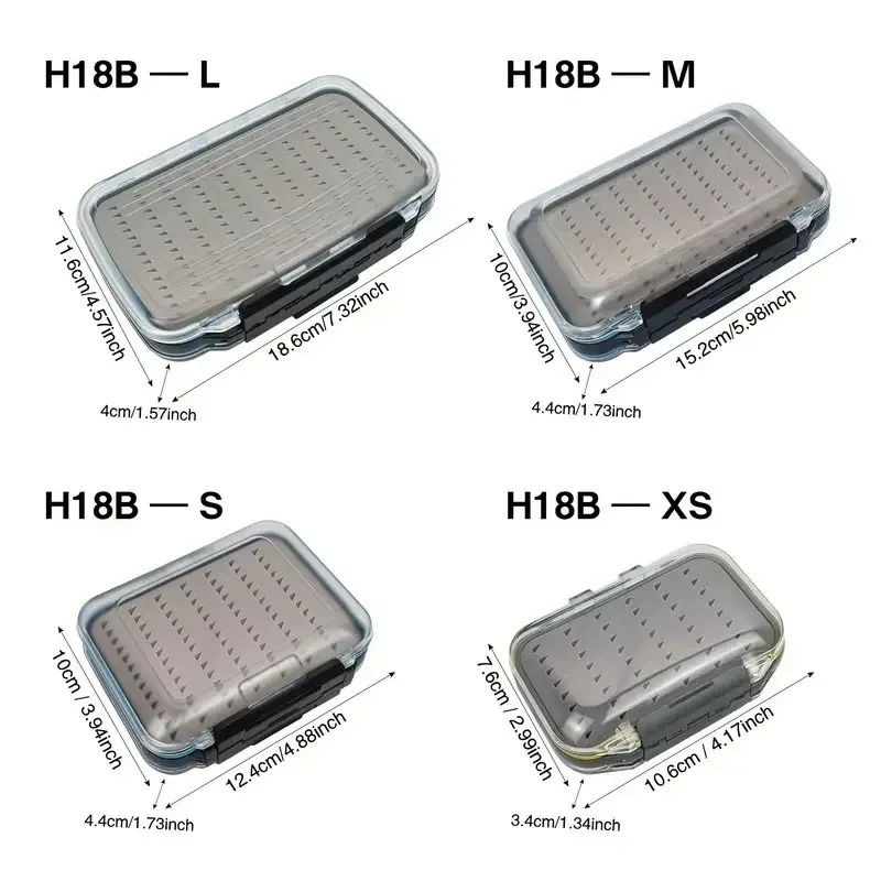 Classic Double Sided 100% Waterproof Fly Fishing Box, Clear ABS Lid, High Density EVA Foam Inserts