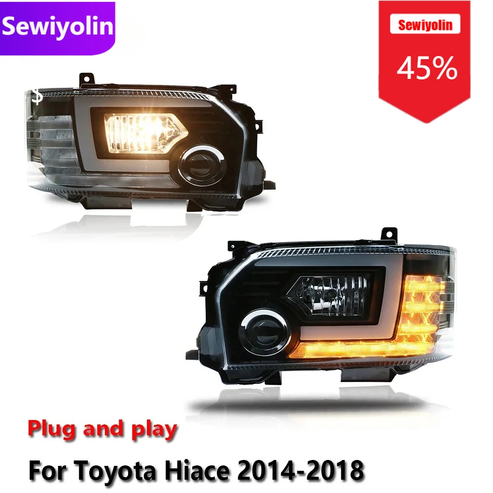 

Car DRL LED Headlight Assemblies For Toyota Hiace 2014-2018 Fog DRL Brake Turn Signal Lamp Plug And Play